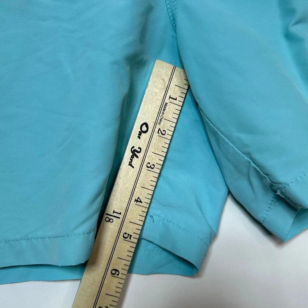 Polo Ralph Lauren Swim Trunks Mens L Blue Aqua Yellow Pony Logo Preppy *no liner
